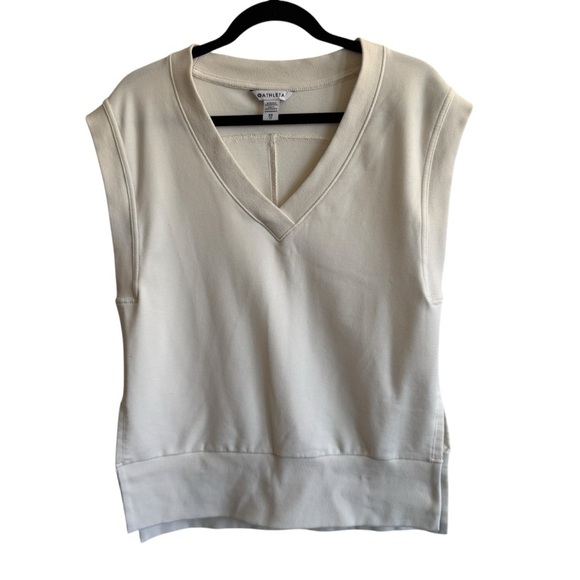 Athleta Retroterry V Neck Sweatshirt Tee in Magnolia White, Size XS - Picture 4 of 10